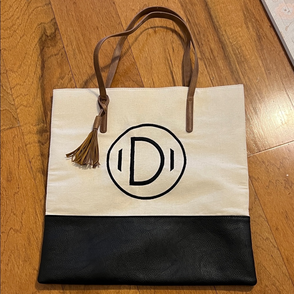 Mud Pie initial tote bag